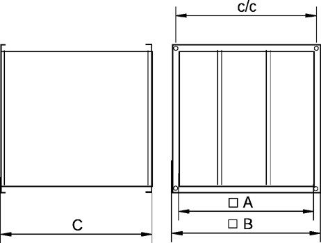 Размеры и подсоединения к квадратному фильтр-корпусу