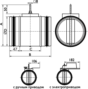 Размеры клапанов от диаметра